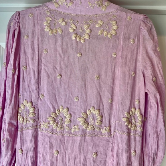 Free People Embroidered High Waist Midi Lilac Dress Size XS NWOT - Picture 7 of 11